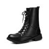 Ankle boots for women black large size fleeces motorcycle boots increase comfortable leather boots women spring 785