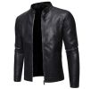 Men's Faux Leather Jacket Motorcycle Zip Slim Fit Biker Jacket