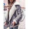 Autumn Winter Women Fashion Warm Fur Coat Casual Style Zipper Motorcycle Leather Coat Jacket Winter Outwear