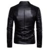 Fashion Mens Leather Jackets Motorcycle Stand Collar Zipper Pockets Male PU Coats Biker Outerwear Coat