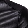 Fashion Mens Leather Jackets Motorcycle Stand Collar Zipper Pockets Male PU Coats Biker Outerwear Coat