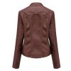 Women's Leather Short Jackets Slim Fit Thin PU Leather Motorcycle Clothing for Ladies Spring and Autumn