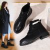 Fashion Winter Women Ankle Boots Round Toe Leather Warm Fur Motorcycle Boots Women Non-slip Female Platform Boots Botas de Mujer