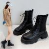 Winter Women Ankle Boots Leather Women Waterproof Female Platform Boots Fashion Chunky Heel Motorcycle Boots Chaussures Femme