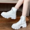 Fashion Autumn/Spring Women Boots Platform Motorcycle Boots Lace Up PU Women Shoes Non-Slip