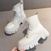 Fashion Autumn/Spring Women Boots Platform Motorcycle Boots Lace Up PU Women Shoes Non-Slip