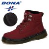 BONA 2019 New Designer Leather Motorcycle Boots Winter Kids Snow Boots Brand Girls Princess Shoes Children Outdoor Boots Trendy