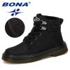 BONA 2019 New Designer Leather Motorcycle Boots Winter Kids Snow Boots Brand Girls Princess Shoes Children Outdoor Boots Trendy