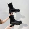 Winter Women Ankle Boots Leather Women Waterproof Female Platform Boots Fashion Chunky Heel Motorcycle Boots Chaussures Femme