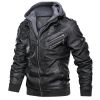 Men Autumn Leather Jacket Hooded Motorcycle Pu Faux Fashion Punk Style Male Casual Fall Coat New