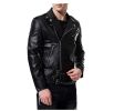 Men's Faux Leather Jacket Double Belt Punk Motorcycle Slim Fit