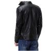 Men's Faux Leather Jacket Black Slim Fit Belted Punk Motorcycle Coat