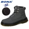 BONA 2019 New Designer Leather Motorcycle Boots Winter Kids Snow Boots Brand Girls Princess Shoes Children Outdoor Boots Trendy