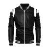 Men Leather Jacket Patchwork Biker Coat Motorcycle Jackets Mens Winter Casual Fleece Warm Coats Stripe Loose Outwear 2022 New