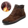 Men Shoes Winter Men Warm Fur Suede Boot Motorcycle Boots Fashion Handmade Winter Ankle Boots Male Comfortable Cowboy Boots