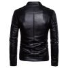 Mens Biker Moto Jacket Stand Collar Motorcycle Faux Leather Casual Jackets Fashion Male Black PU Coat Long Sleeve Large Size 5xl