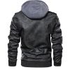 New Mens Outwear Bomber Vintage Autumn Black PU Leather Casual Jacket Slim Fit Motorcycle Biker Coats Removable Hood