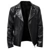 Men's Autumn PU All-match Casual Lapel Motorcycle Leather Jacket