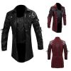 Vogue Men Faux Leather Jackets Autumn Fashion Steampunk Gothic Turn Down Collar Motorcycle Male Zippers Coat