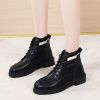 Fashion Winter Women Ankle Boots Round Toe Leather Warm Fur Motorcycle Boots Women Non-slip Female Platform Boots Botas de Mujer