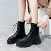 Winter Women Ankle Boots Leather Women Waterproof Female Platform Boots Fashion Chunky Heel Motorcycle Boots Chaussures Femme