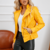 Women's Leather Short Jackets Slim Fit Thin PU Leather Motorcycle Clothing for Ladies Spring and Autumn