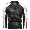 New Mens Motorcycle Bomber Jackets Male Autumn Winter PU Leather Slim Fit Biker Jacket Coat Man Faux Coats Outdoor