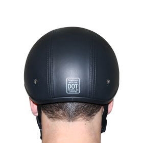 D.O.T. Daytona Skull Cap W/O Visor (Color: Leather Covered, size: 4XL)