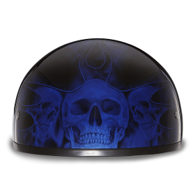 D.O.T. Daytona Skull Cap (Color: Skull Flames Blue, size: L)